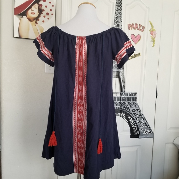 Anthropologie Thml Embroidered Boho Navy Blue Slip Dress - Picture 4 of 5